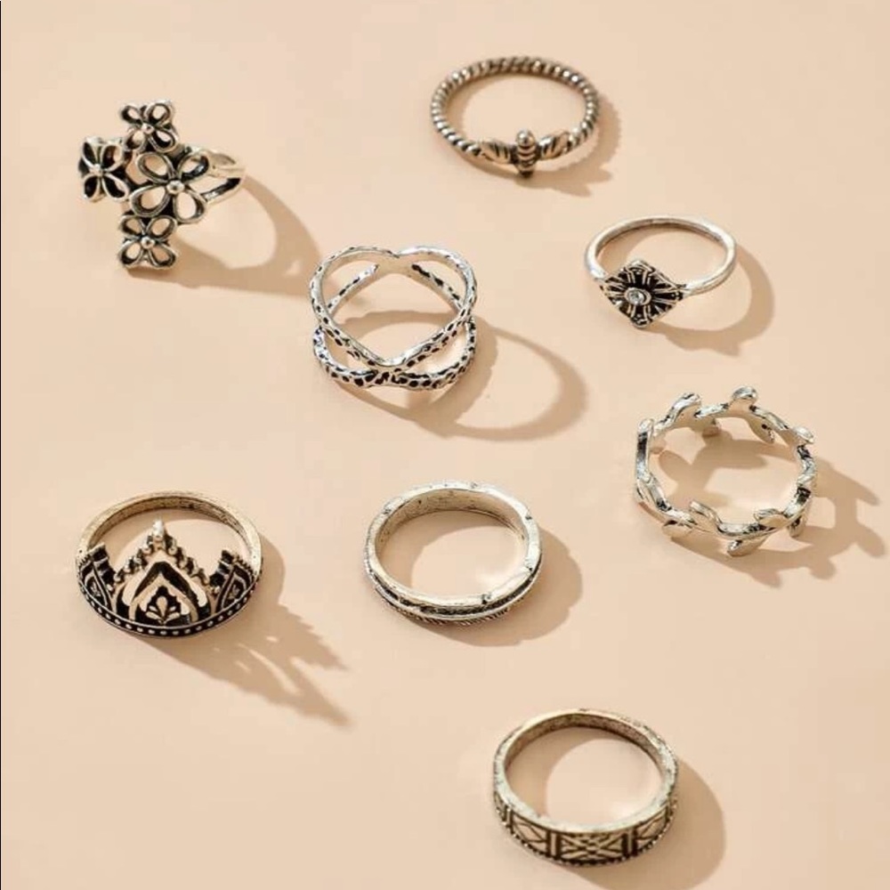 • Melody • 8 Pc. Hollow Midi Ring Set - Picture 2 of 3